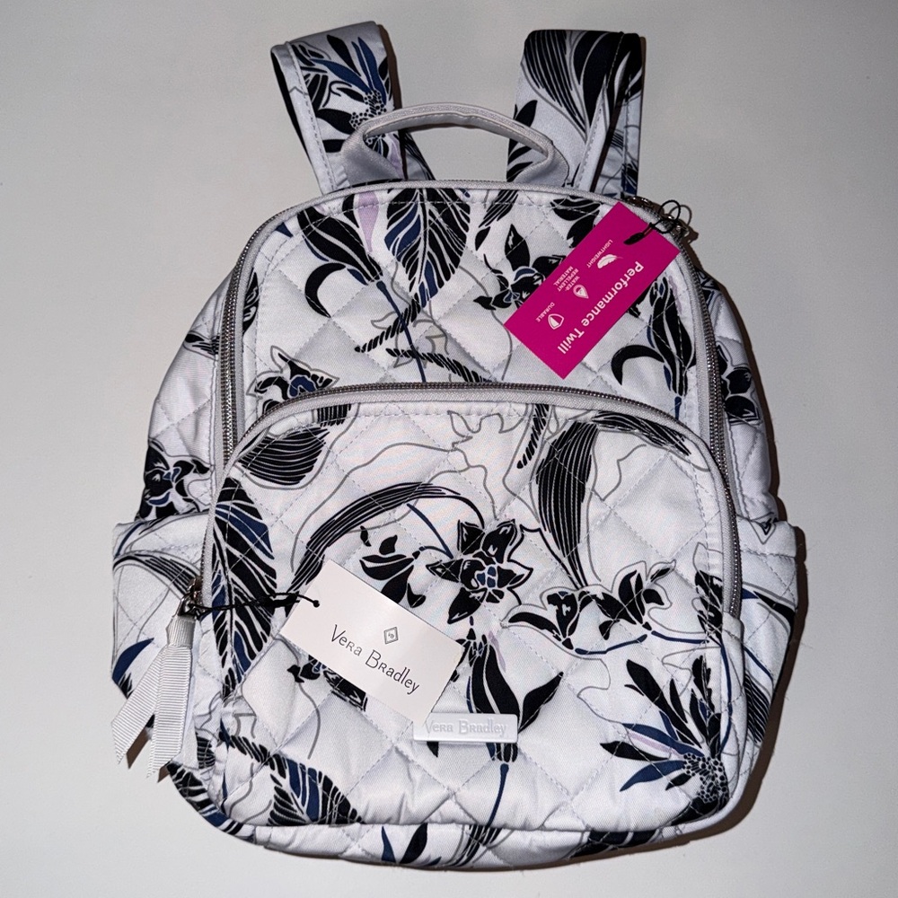 NWT Vera Bradley Small Quilted Water-Repellent Backpack Blue Twilight Garden